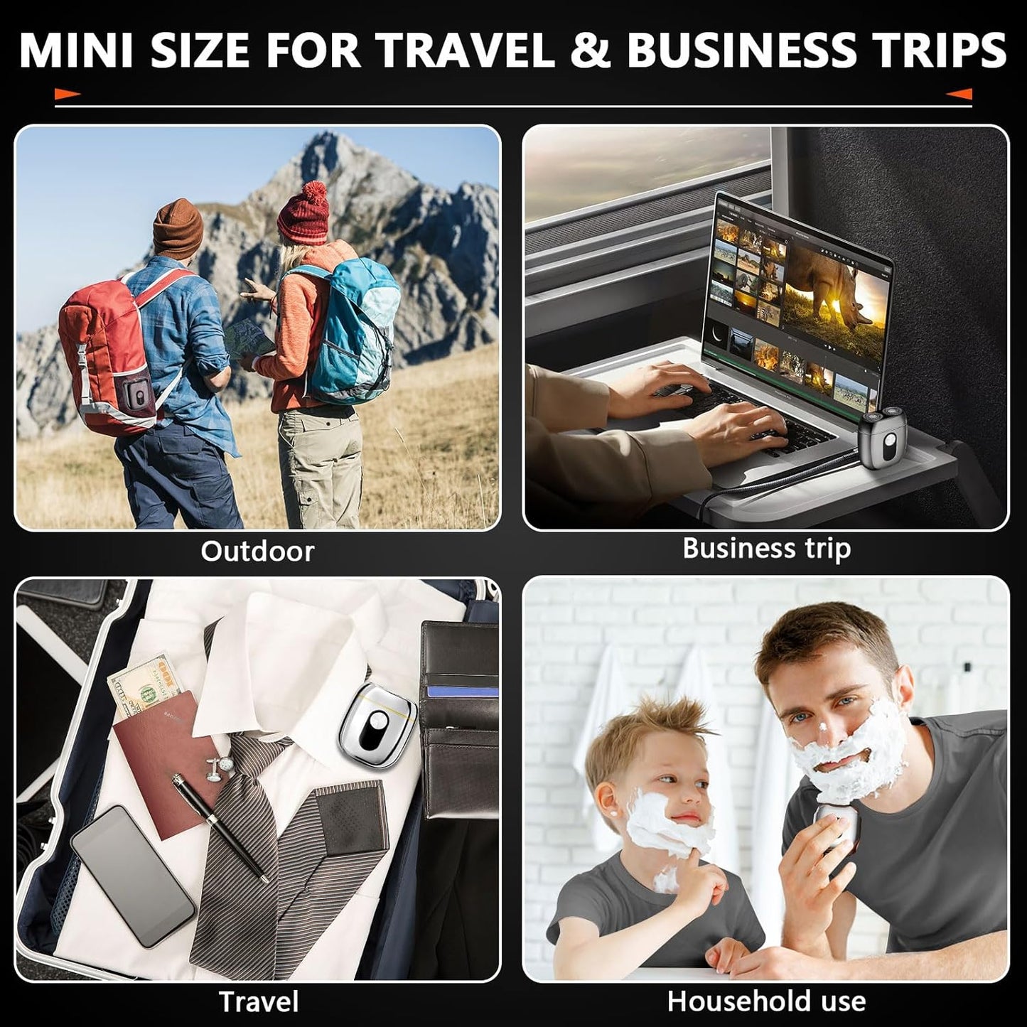 Portable Rotary Shaver, Mini Electric Razor for Men, Waterproof Cordless Design