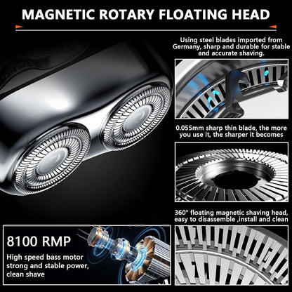 Portable Rotary Shaver, Mini Electric Razor for Men, Waterproof Cordless Design