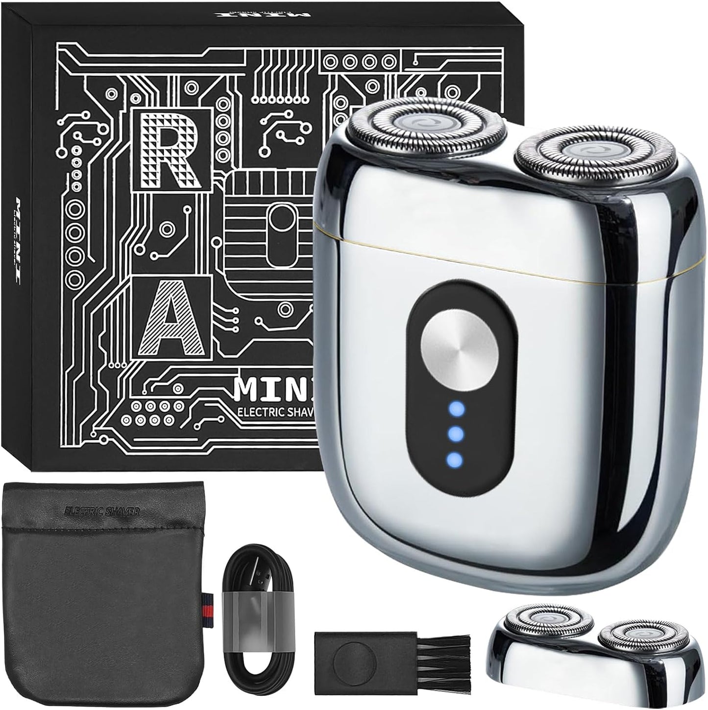 Portable Rotary Shaver, Mini Electric Razor for Men, Waterproof Cordless Design