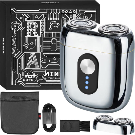 Portable Rotary Shaver, Mini Electric Razor for Men, Waterproof Cordless Design