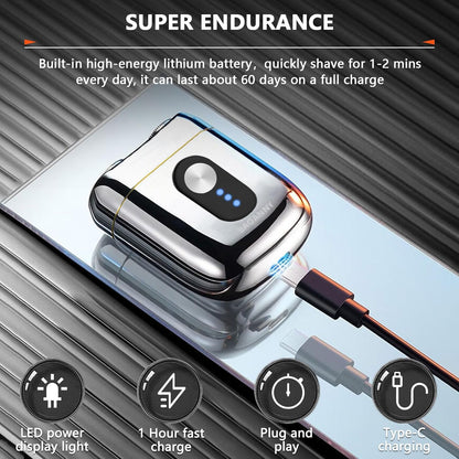 Portable Rotary Shaver, Mini Electric Razor for Men, Waterproof Cordless Design